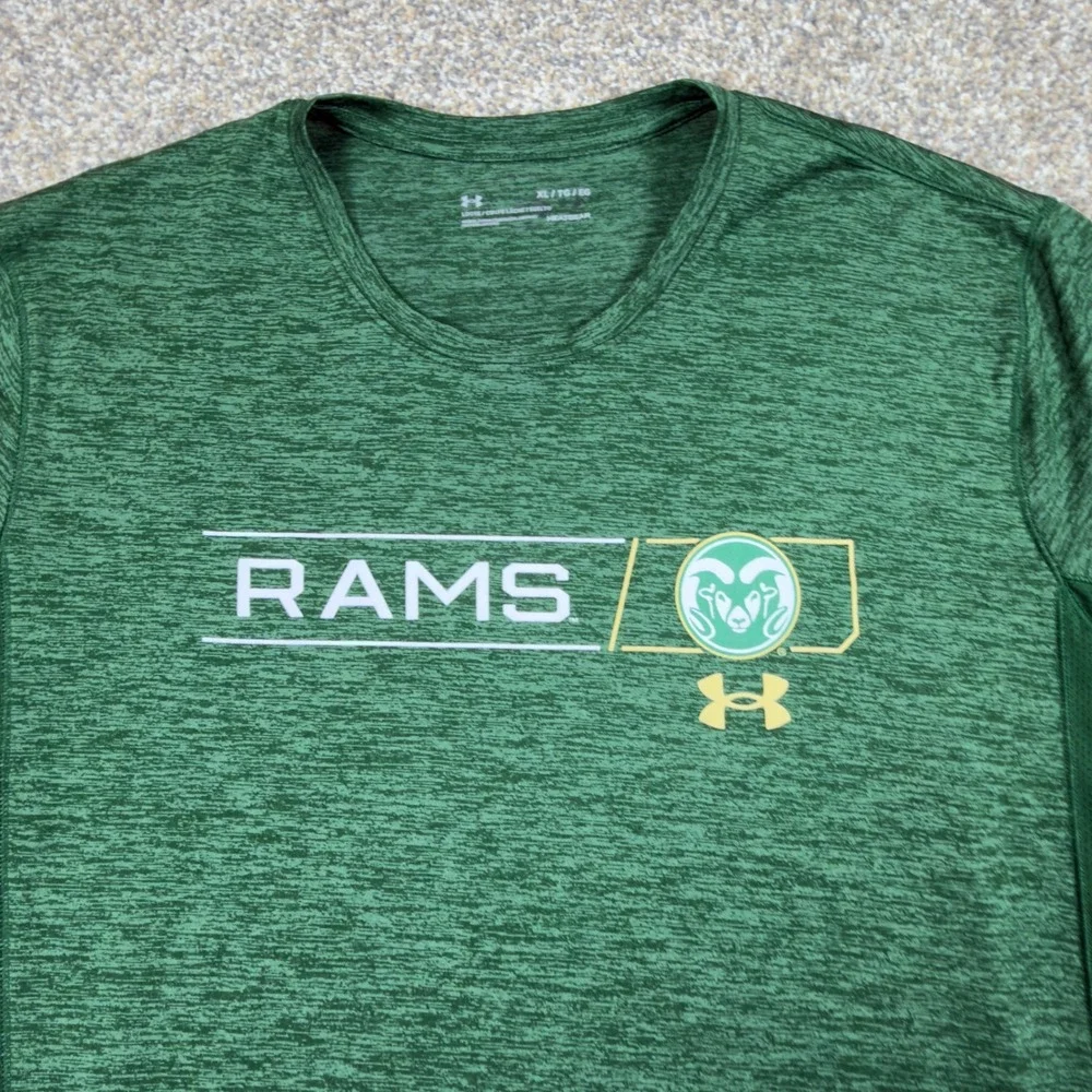 Under Armour Men XL Colorado State Rams HeatGear Green Heather T-Shirt UM0698‎